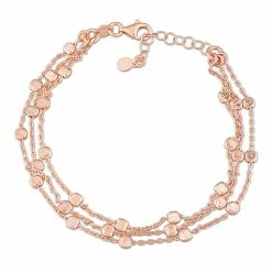New 🎉 Mimi & Max Multi-Strand Chain Bracelet in 18k Rose Gold Plated Sterling Silver, 7.5 in for 👩 women 🌟
