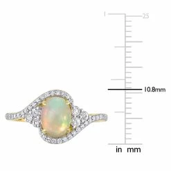Budget ❤️ Mimi & Max 1 CT TGW Ethiopian Yellow Opal, White Sapphire and 1/5 CT TW Diamond Oval Halo Twist Ring in 10K Yellow Gold for 👩 women 🔔 -Mimi & Max Shop 8c5124796aa44c3388376d677b09f18f dcfec328 c8f4 4def 9de9 2255c0510c6a 1080x