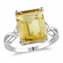 Best Pirce ๐ Mimi & Max 6 5/8 CT TGW Emerald Cut Citrine and White Topaz Ring in Sterling Silver for ๐ฉ women โ