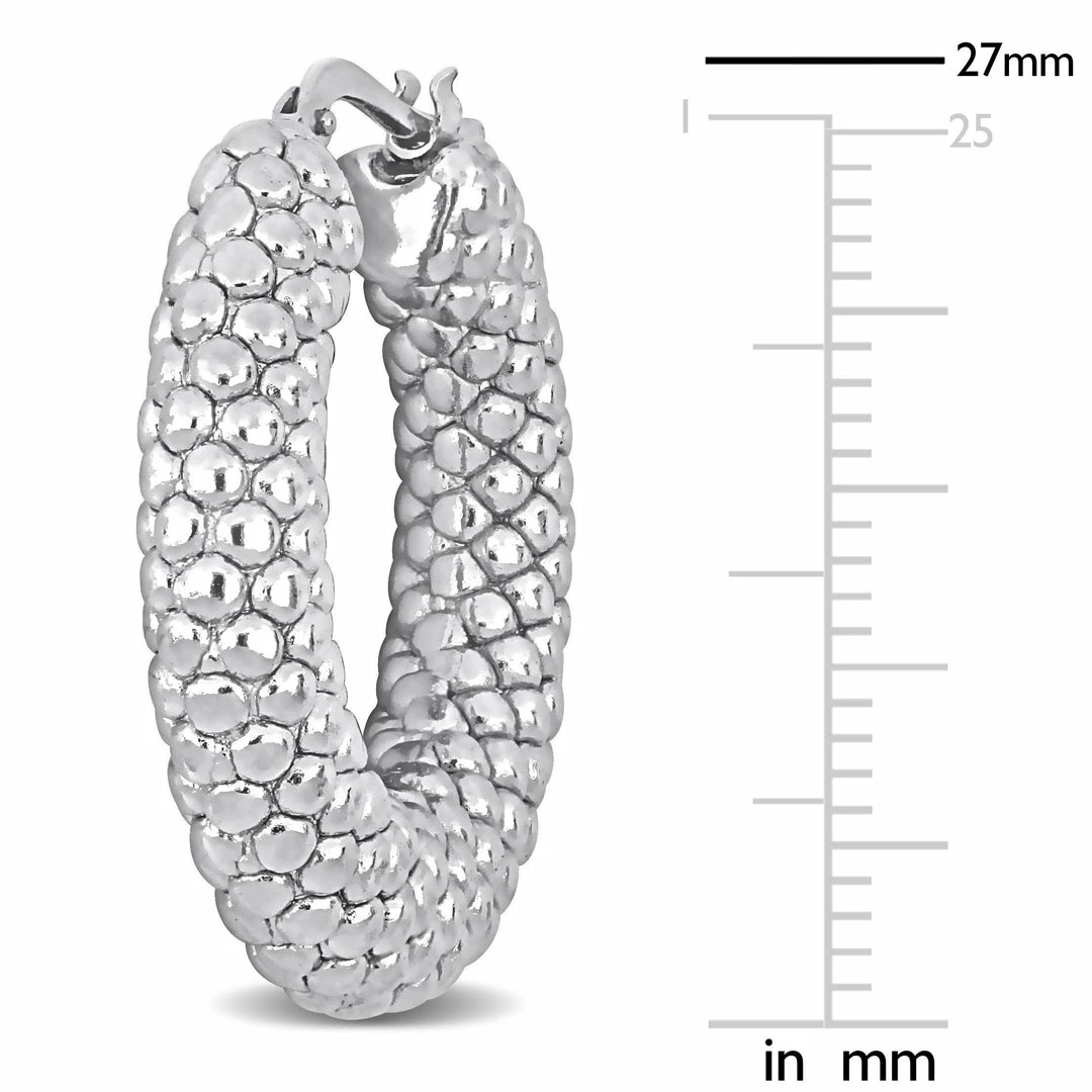 Wholesale 🔔 Mimi & Max 28 MM Beaded Hoop Earrings in Sterling Silver for 👩 women 🛒 4 Wholesale 🔔 Mimi & Max 28 MM Beaded Hoop Earrings in Sterling Silver for 👩 women 🛒 - Image 2