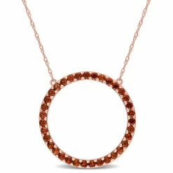 Hot Sale 🧨 Mimi & Max 1 3/8 CT TGW Garnet Open Circle Pendant with Chain in 10k Rose Gold for 👩 women 👏