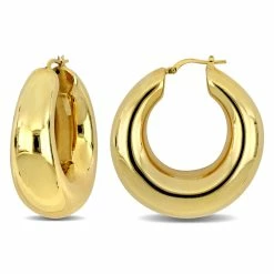 Best deal 😀 Mimi & Max 40 MM Polished Hoop Earrings in Yellow Plated Sterling Silver for 👩 women 🔥