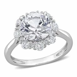 Brand new ⌛ Mimi & Max 4 1/3 CT TGW Created White Sapphire Halo Engagement Ring in 10k White Gold for 👩 women 👏