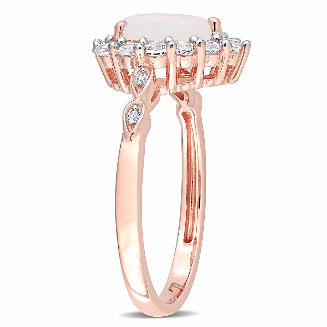 Best Sale 🥰 Mimi & Max 1 1/5 CT TGW Opal Created White Sapphire and Diamond-Accent Teardrop Halo Ring in 10K Rose Gold for 👩 women 🎉 4 Best Sale 🥰 Mimi & Max 1 1/5 CT TGW Opal Created White Sapphire and Diamond-Accent Teardrop Halo Ring in 10K Rose Gold for 👩 women 🎉 - Image 2