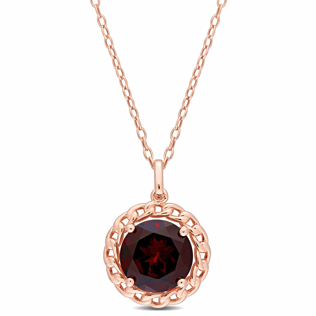 Discount ๐ Mimi & Max 3 CT TGW Garnet Halo Pendant with Chain in Rose Plated Sterling Silver for ๐ฉ women ๐ฏ 3 Discount ๐ Mimi & Max 3 CT TGW Garnet Halo Pendant with Chain in Rose Plated Sterling Silver for ๐ฉ women ๐ฏ