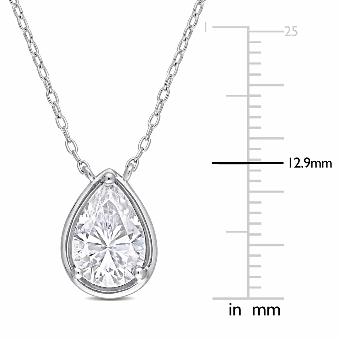 Best deal 🎁 Mimi & Max 2 CT TGW Created Moissanite Halo Teardrop Pendant with Chain in Sterling Silver for 👩 women ⭐ 4 Best deal 🎁 Mimi & Max 2 CT TGW Created Moissanite Halo Teardrop Pendant with Chain in Sterling Silver for 👩 women ⭐ - Image 2
