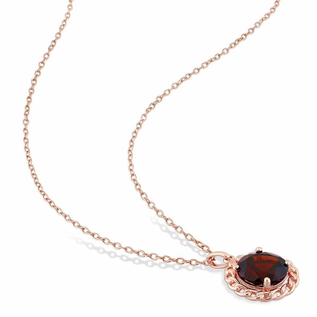 Discount ๐ Mimi & Max 3 CT TGW Garnet Halo Pendant with Chain in Rose Plated Sterling Silver for ๐ฉ women ๐ฏ 7 Discount ๐ Mimi & Max 3 CT TGW Garnet Halo Pendant with Chain in Rose Plated Sterling Silver for ๐ฉ women ๐ฏ - Image 5