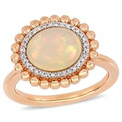 Best reviews of 🔥 Mimi & Max 2 3/4 CT TGW Oval-Cut Ethiopian Blue-Hued Opal and 1/10 CT TW Diamond Halo Ring in 14K Rose Gold for 👩 women ✨