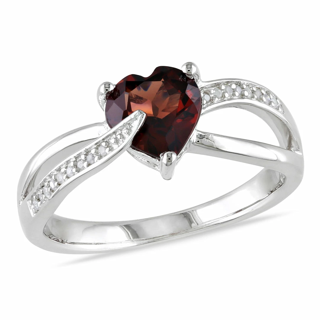 Best Sale โ๏ธ Mimi & Max Garnet and Diamond Heart Crossover Ring in Sterling Silver for ๐ฉ women ๐ 3 Best Sale โ๏ธ Mimi & Max Garnet and Diamond Heart Crossover Ring in Sterling Silver for ๐ฉ women ๐