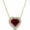 Best deal 😉 Mimi & Max 3 4/5 CT TGW Garnet and 1/5 TW Diamond Halo Heart Necklace with Chain in Yellow Plated Sterling Silver for 👩 women 🌟