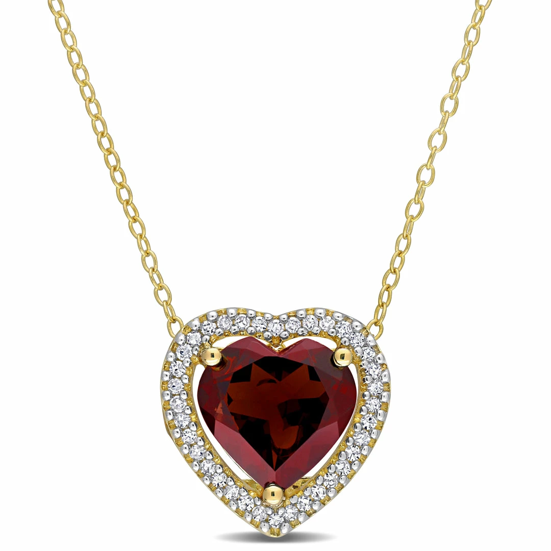 Best deal 😉 Mimi & Max 3 4/5 CT TGW Garnet and 1/5 TW Diamond Halo Heart Necklace with Chain in Yellow Plated Sterling Silver for 👩 women 🌟 3 Best deal 😉 Mimi & Max 3 4/5 CT TGW Garnet and 1/5 TW Diamond Halo Heart Necklace with Chain in Yellow Plated Sterling Silver for 👩 women 🌟