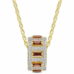 Best Pirce 💯 Mimi & Max 2 1/2 CT TGW Baguette Garnet and White Topaz Pendant with Chain in Yellow Plated Sterling Silver for 👩 women ⌛