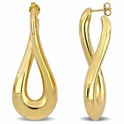 Discount 💯 Mimi & Max 55 MM Oval Twist Hoop Earrings in Yellow Plated Sterling Silver for 👩 women 🎁