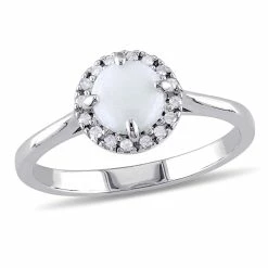 Cheapest 😀 Mimi & Max 1/10 CT TW Diamond and Opal Halo Ring in Sterling Silver for 👩 women 😀