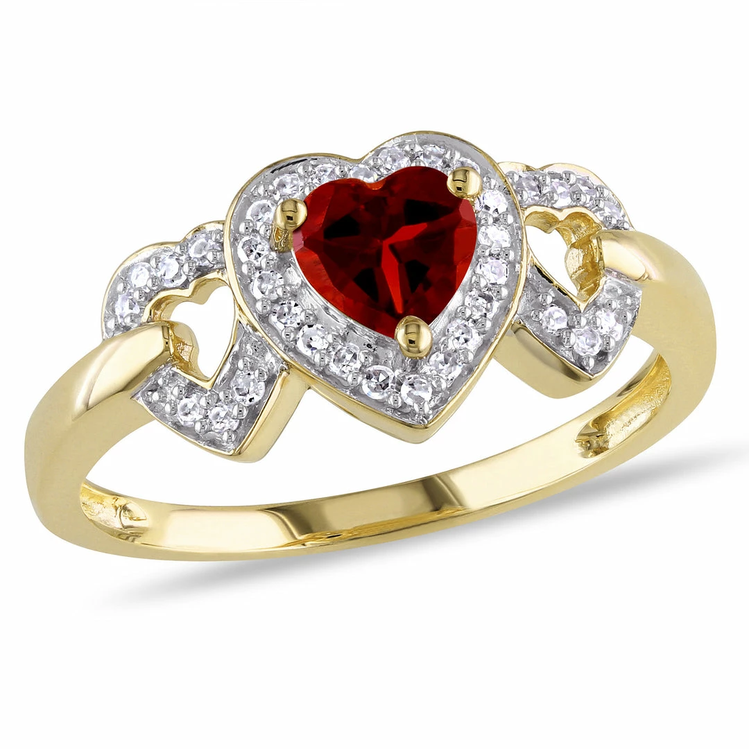 Outlet ๐ Mimi & Max Garnet Triple Heart Ring with 1/8 CT TW Diamonds in 10k Yellow Gold for ๐ฉ women ๐ 3 Outlet ๐ Mimi & Max Garnet Triple Heart Ring with 1/8 CT TW Diamonds in 10k Yellow Gold for ๐ฉ women ๐