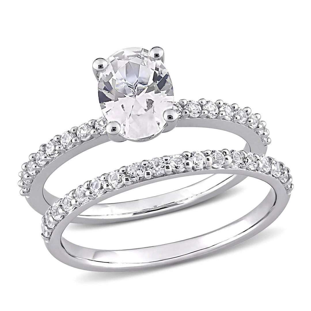 Deals ๐ Mimi & Max 2 3/4 CT TGW Oval Cut Created White Sapphire Engagement Ring and Matching Eternity Ring 2pc Set in 10K White Gold for ๐ฉ women ๐ 3 Deals ๐ Mimi & Max 2 3/4 CT TGW Oval Cut Created White Sapphire Engagement Ring and Matching Eternity Ring 2pc Set in 10K White Gold for ๐ฉ women ๐