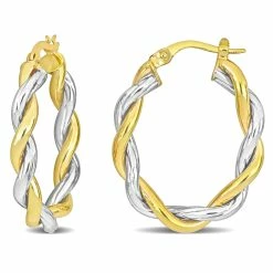 Best reviews of ⭐ Mimi & Max 27 MM Twisted Oval Hoop Earrings in 2-Tone Yellow and White 10K Gold for 👩 women 💯