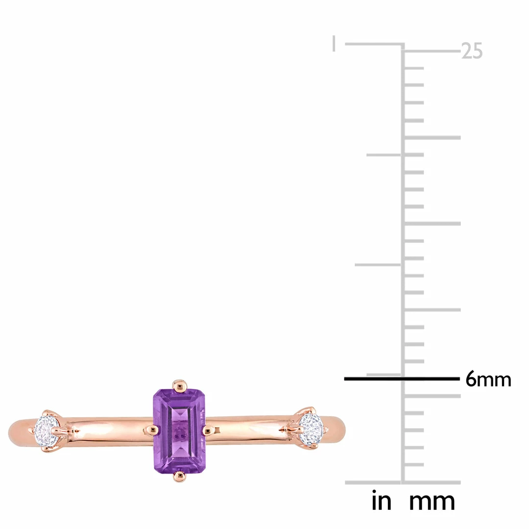 Best Pirce 🌟 Mimi & Max 2/5 CT TGW Emerald-Cut Amethyst and White Topaz Stackable Ring in 10k Rose Gold for 👩 women 😀 4 Best Pirce 🌟 Mimi & Max 2/5 CT TGW Emerald-Cut Amethyst and White Topaz Stackable Ring in 10k Rose Gold for 👩 women 😀 - Image 2