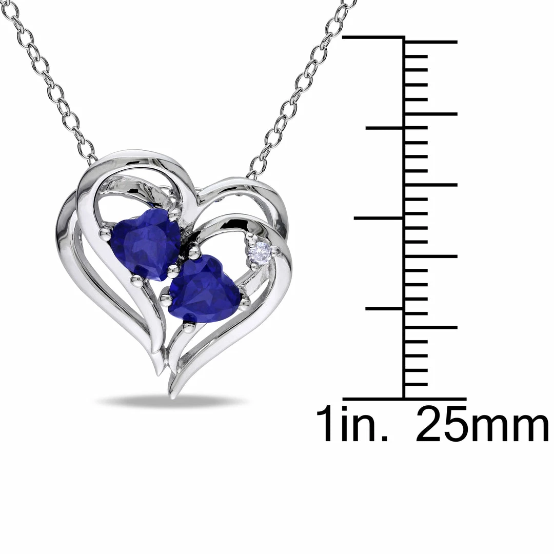 Budget 😍 Mimi & Max 1 1/8 CT TGW Created Blue Sapphire Heart and 0.02 CT TW Diamond Pendant with Chain in Sterling Silver for 👩 women ✨ 4 Budget 😍 Mimi & Max 1 1/8 CT TGW Created Blue Sapphire Heart and 0.02 CT TW Diamond Pendant with Chain in Sterling Silver for 👩 women ✨ - Image 2