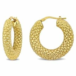 Coupon 🤩 Mimi & Max 28 MM Beaded Hoop Earrings in Yellow Plated Sterling Silver for 👩 women 👏