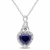 Best reviews of 👏 Mimi & Max 2 1/4 CT TGW Created Blue Sapphire Heart and 0.06 CT TW Diamond Twist Pendant with Chain in Sterling Silver for 👩 women 🔥
