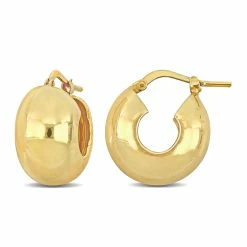 Best Sale 👍 Mimi & Max 18 MM Wide Huggie Polished Earrings in Yellow Plated Sterling Silver for 👩 women 🌟