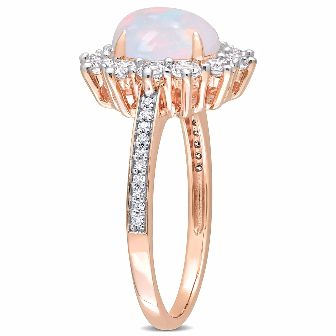 Flash Sale ๐ฅฐ Mimi & Max 2 1/6 CT TGW Oval Shape Blue Ethiopian Opal and White Topaz and 1/10 CT TW Diamond Halo Ring in Rose Plated Sterling Silver for ๐ฉ women ๐ 4 Flash Sale ๐ฅฐ Mimi & Max 2 1/6 CT TGW Oval Shape Blue Ethiopian Opal and White Topaz and 1/10 CT TW Diamond Halo Ring in Rose Plated Sterling Silver for ๐ฉ women ๐ - Image 2