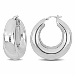 Buy ๐ Mimi & Max 40 MM Polished Hoop Earrings in Sterling Silver for ๐ฉ women โจ