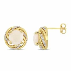Best deal 👍 Mimi & Max 2 3/4 CT TGW Opal White Topaz Interlaced Swirl Halo Stud Earrings in Yellow Plated Sterling Silver for 👩 women ⌛