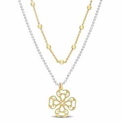 Wholesale 👍 Mimi & Max 2-Tone 2-Strand Ball Bead Chain Necklace in 18K Yellow Gold Plated Sterling Silver, 19 in for 👩 women 🌟