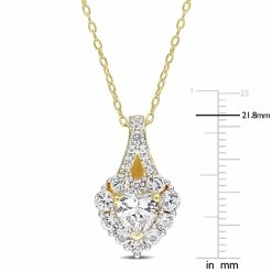 Cheap 🎁 Mimi & Max 2 7/8 CT TGW Created White Sapphire Halo Heart Pendant With Chain in Yellow Plated Sterling Silver for 👩 women 💯 -Mimi & Max Shop b9527c38707043779756926ed4072535 1080x