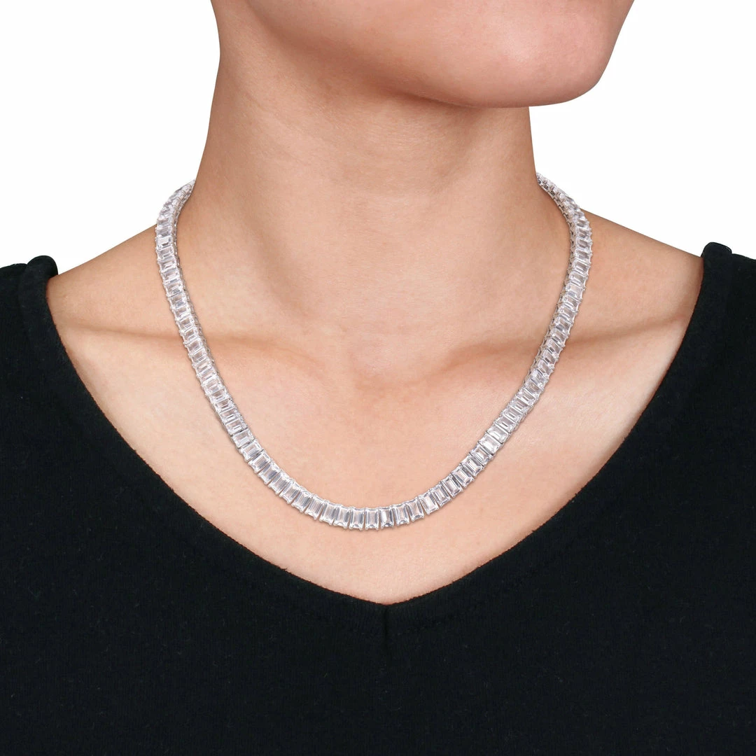 Deals โจ Mimi & Max 73 1/2 CT TGW Created White Sapphire Tennis Necklace in Sterling Silver for ๐ฉ women ๐ 6 Deals โจ Mimi & Max 73 1/2 CT TGW Created White Sapphire Tennis Necklace in Sterling Silver for ๐ฉ women ๐ - Image 4