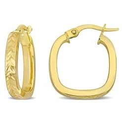 Best deal 🎉 Mimi & Max 19 MM Textured Square Hoop Earrings in 10K Yellow Gold for 👩 women 🔥