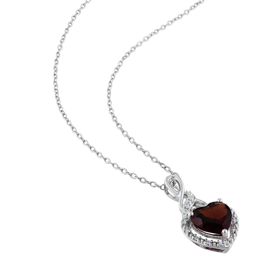 Best deal 🌟 Mimi & Max Garnet and Diamond Heart Halo Twist Pendant with Chain in Sterling Silver for 👩 women 🔥 6 Best deal 🌟 Mimi & Max Garnet and Diamond Heart Halo Twist Pendant with Chain in Sterling Silver for 👩 women 🔥 - Image 4