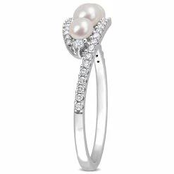 New 😀 Mimi & Max Cultured Freshwater Pearl and 1/5 CT TDW Diamond Bypass Ring in 14k White Gold for 👩 women 🤩 -Mimi & Max Shop bfa28b4a0ac241989081a7249d63a6cc 1080x