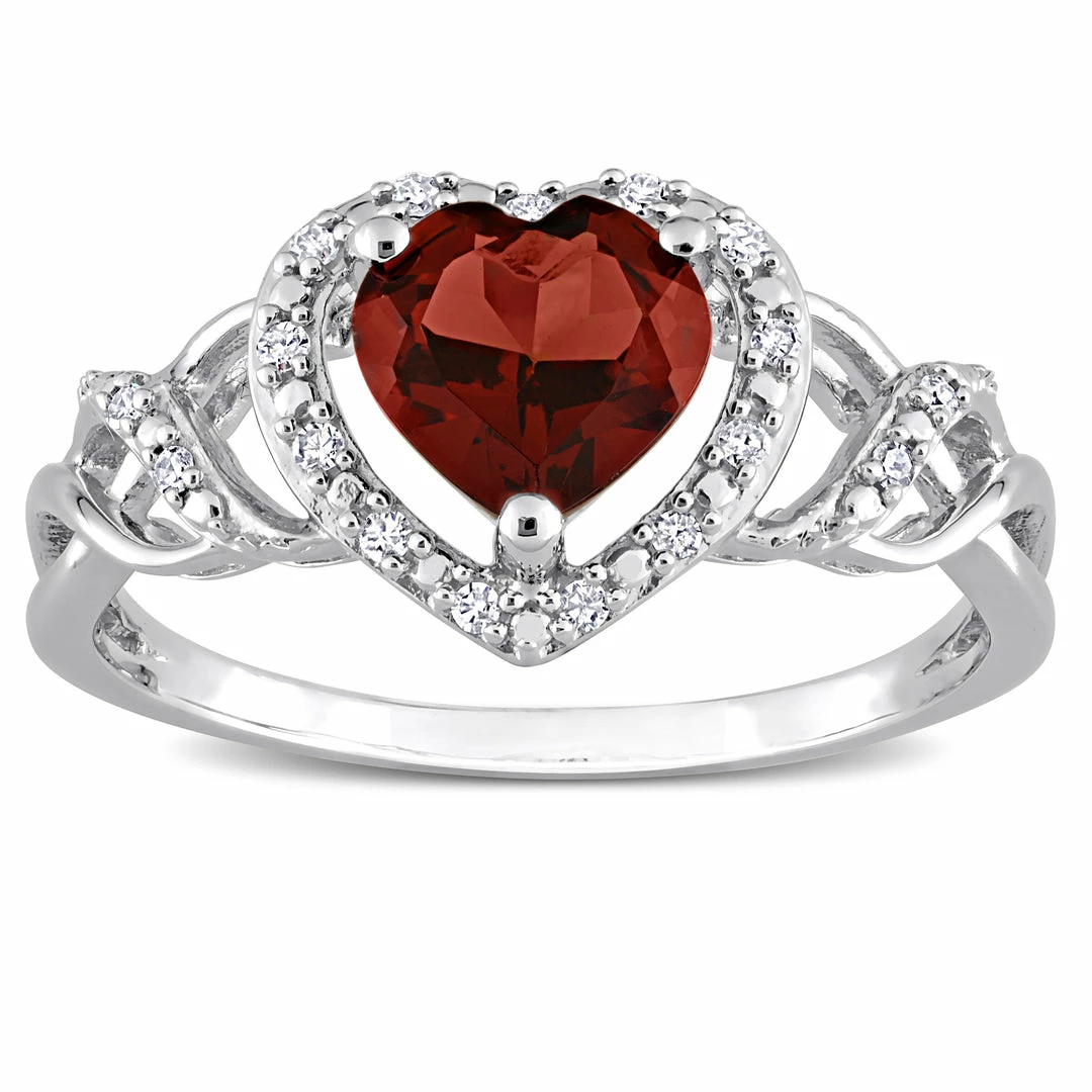 Budget ๐ Mimi & Max 1/10 CT TW Diamond and Garnet Open Heart Crossover Ring in Sterling Silver for ๐ฉ women ๐ 7 Budget ๐ Mimi & Max 1/10 CT TW Diamond and Garnet Open Heart Crossover Ring in Sterling Silver for ๐ฉ women ๐ - Image 5