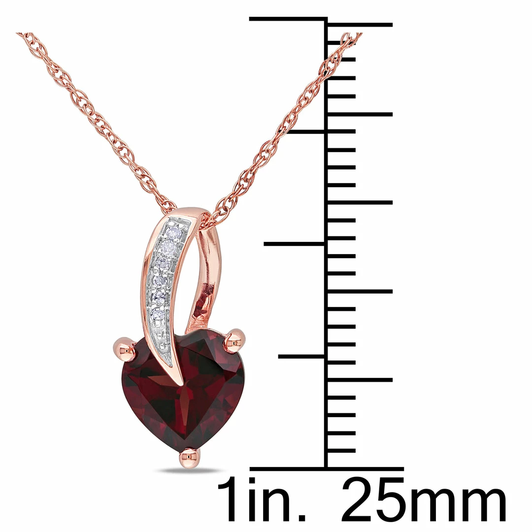 Best Sale 🔔 Mimi & Max Heart Shaped Garnet Pendant and Chain with Diamonds in 10k Rose Gold for 👩 women 🔔 5 Best Sale 🔔 Mimi & Max Heart Shaped Garnet Pendant and Chain with Diamonds in 10k Rose Gold for 👩 women 🔔 - Image 3