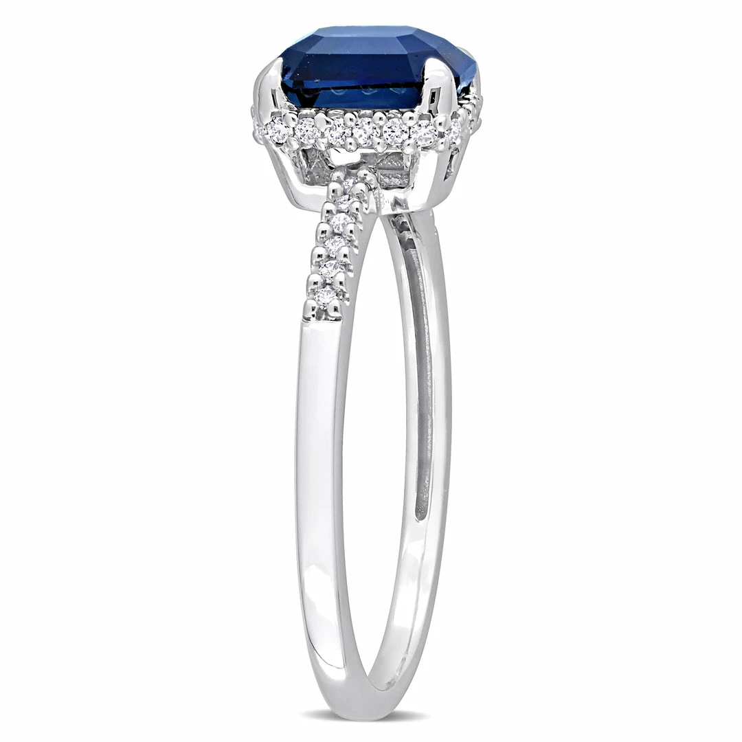 Coupon ⌛ Mimi & Max 1 3/4 CT TGW Octagon Blue Sapphire and 1/7 CT TDW Diamond Halo Engagement Ring in 14K White Gold for 👩 women 🛒 4 Coupon ⌛ Mimi & Max 1 3/4 CT TGW Octagon Blue Sapphire and 1/7 CT TDW Diamond Halo Engagement Ring in 14K White Gold for 👩 women 🛒 - Image 2