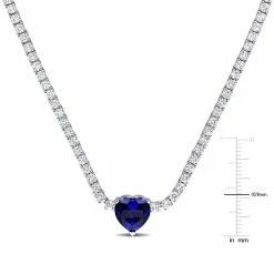 Promo ⭐ Mimi & Max 18 CT TGW Heart Shaped Created Blue Sapphire and Created White Sapphire Tennis Necklace in Sterling Silver for 👩 women ✔️ -Mimi & Max Shop c7aead3f7b3944d4bdb488c36ec009bb 1080x