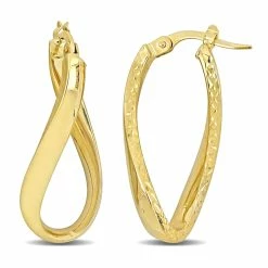 Flash Sale 🎁 Mimi & Max 28 MM Oval Twist Texture and Polished Hoop Earrings in 14K Yellow Gold for 👩 women 😉