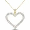 Deals ❤️ Mimi & Max 2 2/5 CT DEW Created Moissanite Heart Pendant with Chain in Yellow Plated Sterling Silver for 👩 women 👍