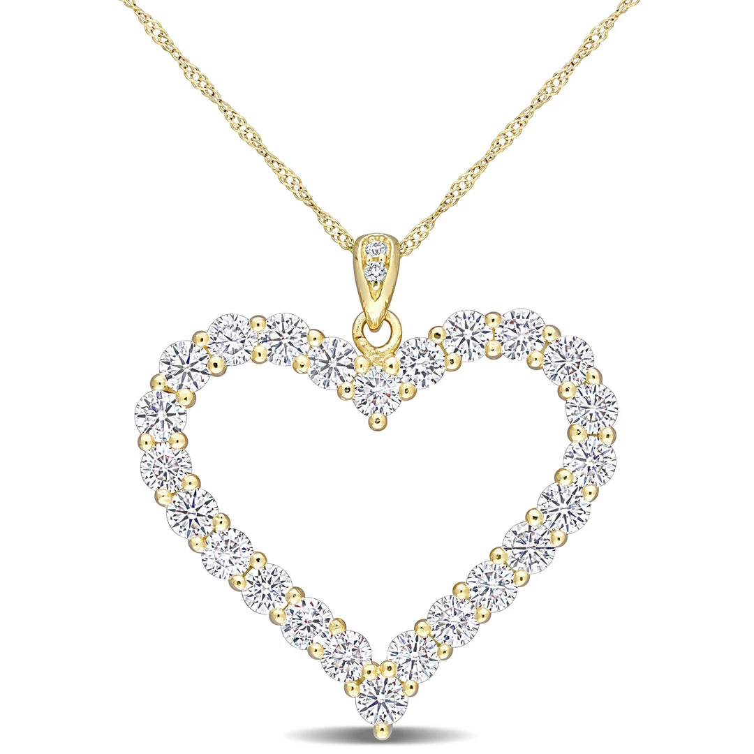 Deals ❤️ Mimi & Max 2 2/5 CT DEW Created Moissanite Heart Pendant with Chain in Yellow Plated Sterling Silver for 👩 women 👍 3 Deals ❤️ Mimi & Max 2 2/5 CT DEW Created Moissanite Heart Pendant with Chain in Yellow Plated Sterling Silver for 👩 women 👍