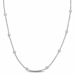 Buy 🎉 Mimi & Max 10 CT TGW Cubic Zirconia By The Yard Station Necklace in Sterling Silver for 👩 women ⌛