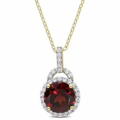 Budget 🔔 Mimi & Max 3 1/2 CT TGW Garnet and White Topaz Pendant with Chain in Yellow Plated Sterling Silver for 👩 women ❤️