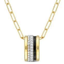 Cheapest 🔔 Mimi & Max 4/5 CT TGW Created White Sapphire Multi-Textured Circular Pendant with Chain in Yellow Plated Sterling Silver for 👩 women 🔔