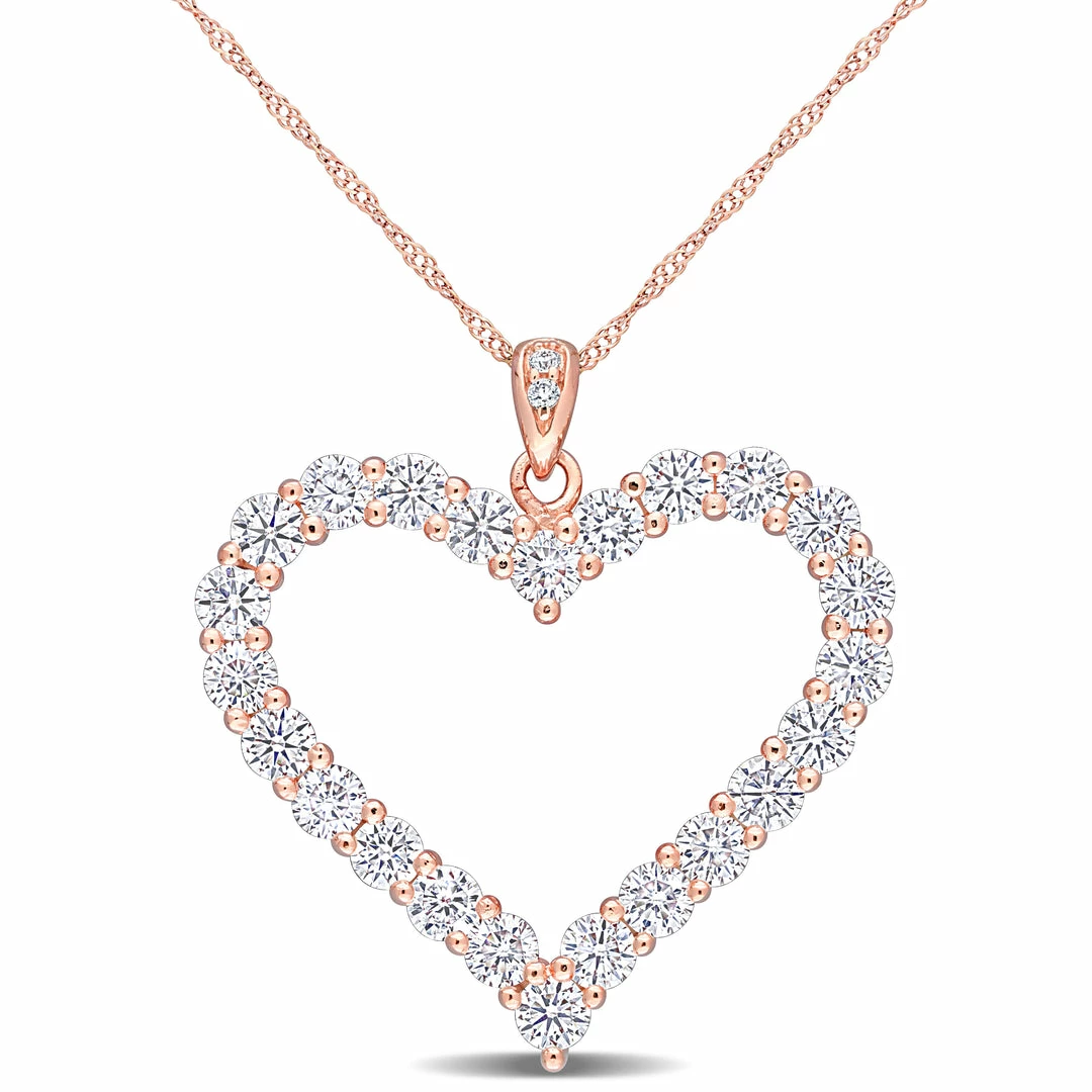 Hot Sale ⭐ Mimi & Max 2 2/5 CT DEW Created Moissanite Heart Pendant with Chain in Rose Gold Plated Sterling Silver for 👩 women 🌟 3 Hot Sale ⭐ Mimi & Max 2 2/5 CT DEW Created Moissanite Heart Pendant with Chain in Rose Gold Plated Sterling Silver for 👩 women 🌟