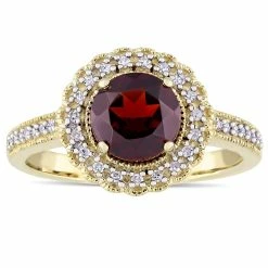 Promo ⭐ Mimi & Max 1/8 CT TW Diamond and Garnet Halo Ring in Yellow Plated Sterling Silver for 👩 women 🎉 -Mimi & Max Shop d1f67ea91e6442f08e4f1a004ca204f1 baa7d34a 910c 481d 8766 0e88cdcb213b 1080x