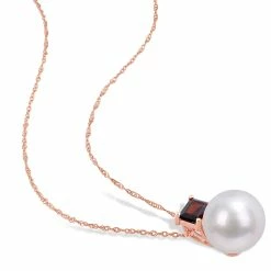 Outlet 👍 Mimi & Max 11-12mm Cultured Freshwater Pearl and 3/4 CT TGW Baguette Garnet Stud Pendant with Chain in 10k Rose Gold for 👩 women 🧨 -Mimi & Max Shop d6a7702bc15244f6888359b5a920f799 87ab350f 6ccc 4c79 848d 7d0bae892afc 1080x