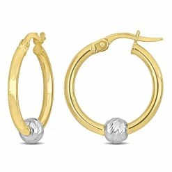 Flash Sale 😍 Mimi & Max 21 MM Hoop Earrings with Ball in 2-Tone Yellow and White 14K Gold for 👩 women 🥰