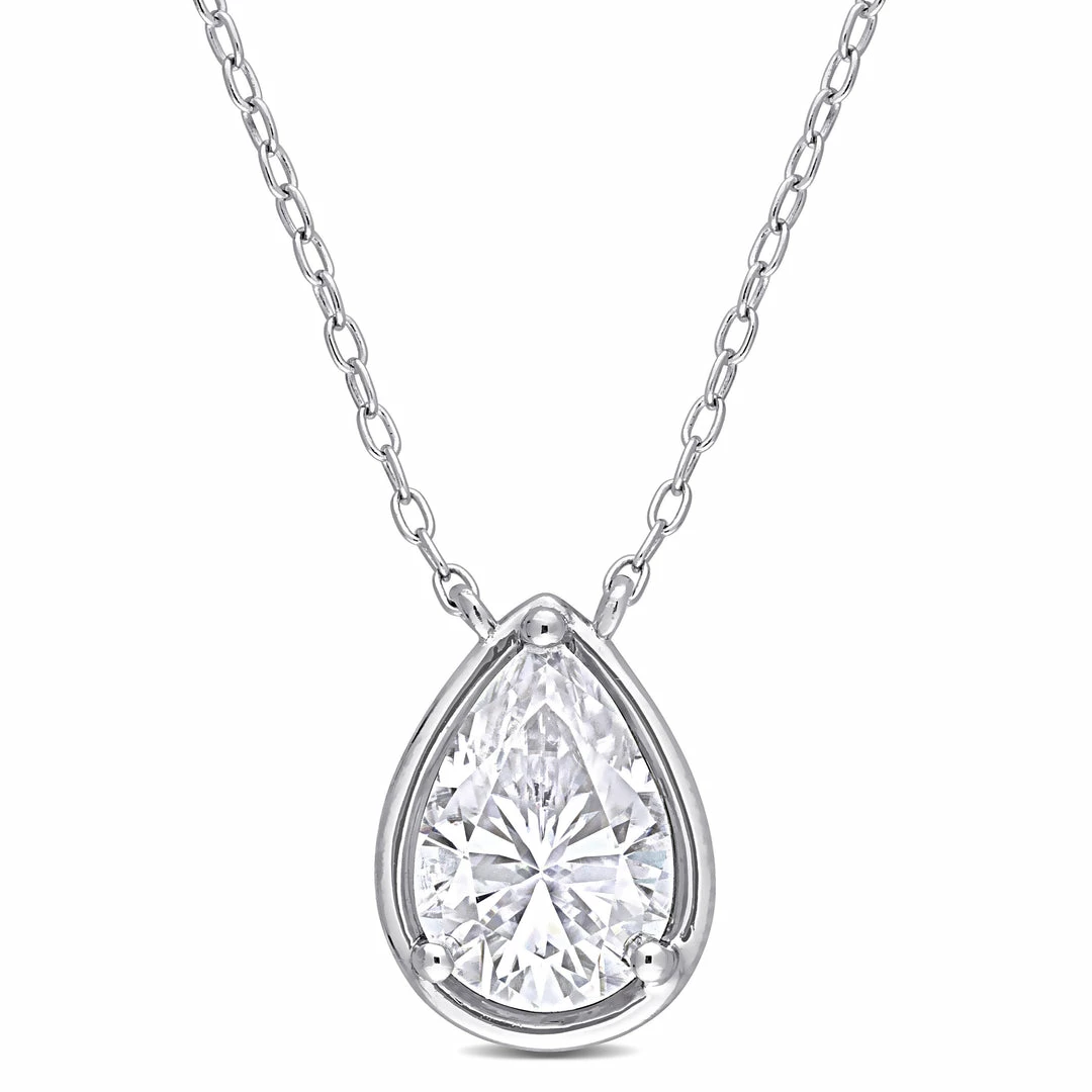 Best deal 🎁 Mimi & Max 2 CT TGW Created Moissanite Halo Teardrop Pendant with Chain in Sterling Silver for 👩 women ⭐ 3 Best deal 🎁 Mimi & Max 2 CT TGW Created Moissanite Halo Teardrop Pendant with Chain in Sterling Silver for 👩 women ⭐